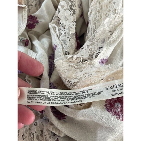 Intimately Free People Poppy Floral Printed Bodysuit Cream Lace Ivory Ruffle S - Picture 8 of 9